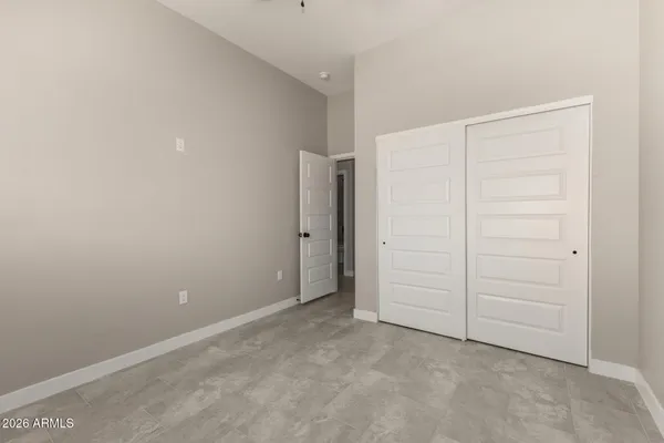 an empty room with closet