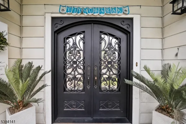 a close view of a door with wooden door