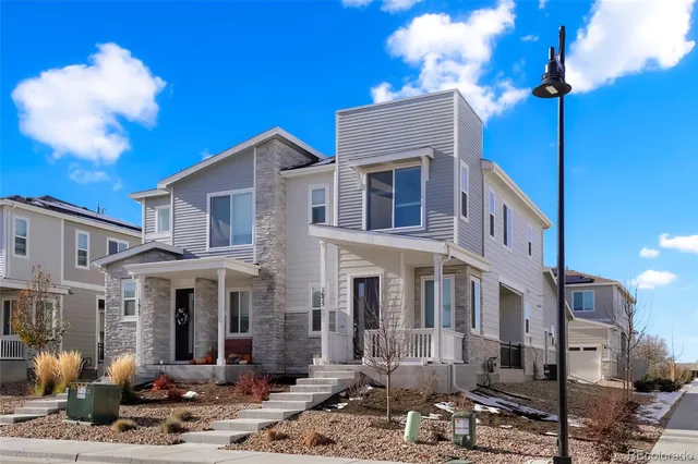 a front view of a building with street view