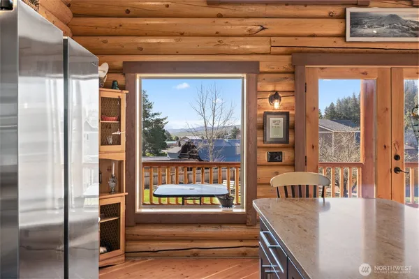 a view of a furniture window and outside view