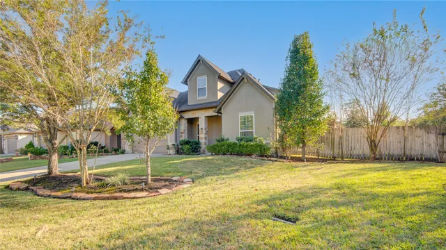 a view of a house with a yard and tree s