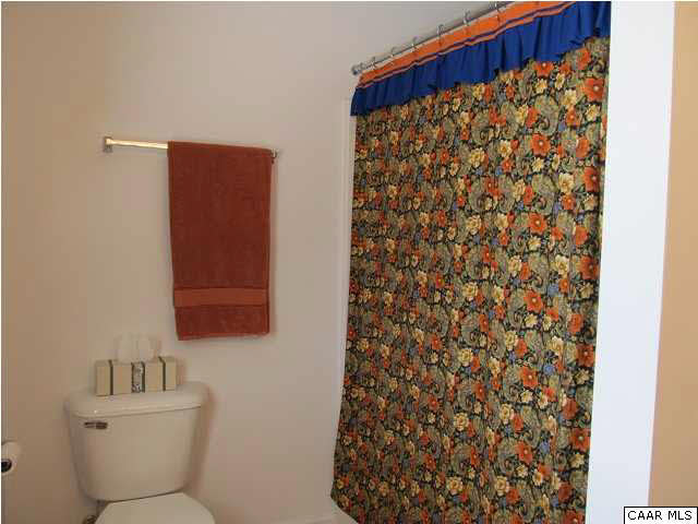 448 Rockfish Run Road Scottsville, VA 24590 - Photo 22 of 27 a bathroom with a toilet and a shower curtain