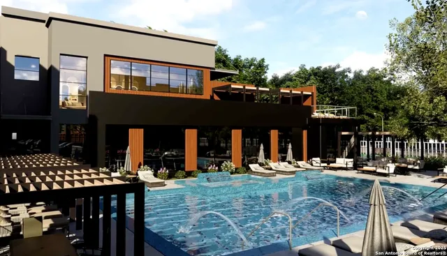 a front view of a building with street view