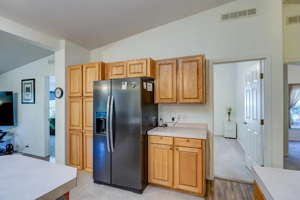 a view of a livingroom with furniture and wooden floor