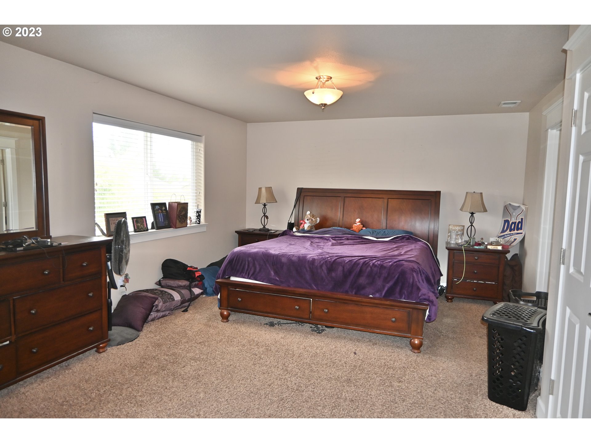 3623 Comiskey Street Forest Grove, OR 97116 - Photo 20 of 43 a bedroom with a bed and a chandelier