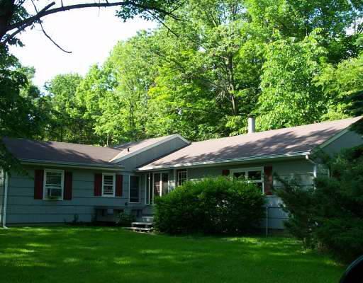 a view of house with garden and a patio
