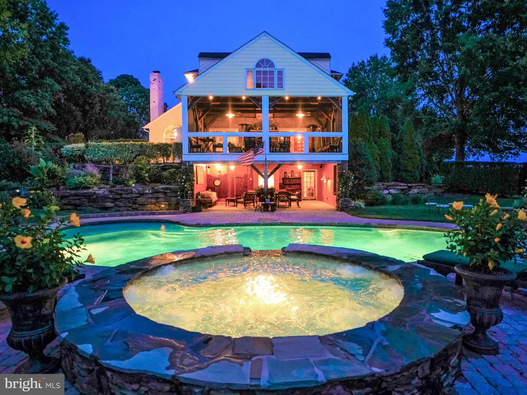 2812 Pocock Road Monkton, MD 21111 - Photo 67 of 94 Nighttime view of the Pool, Porch & Cabana Room