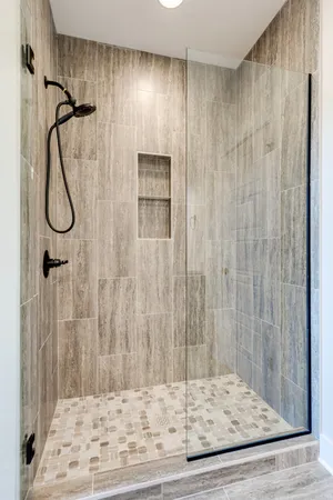 a bathroom with a shower