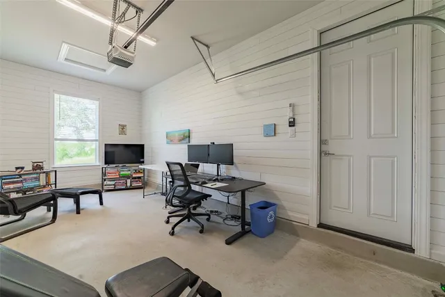 a workspace with furniture