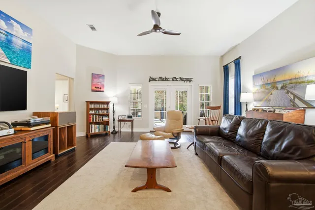 a view of a living room and a window