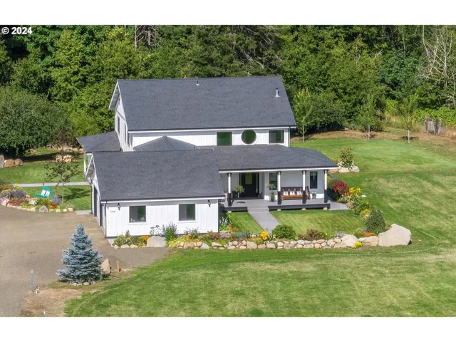 an aerial view of a house