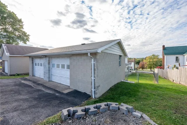 a aerial view of a house with a swimming pool