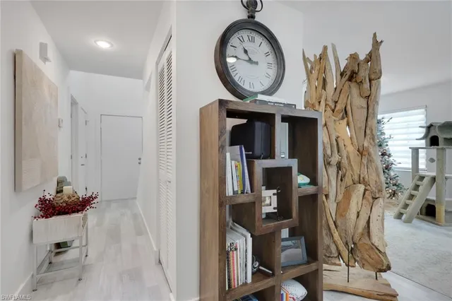 a view of a hallway with elevator