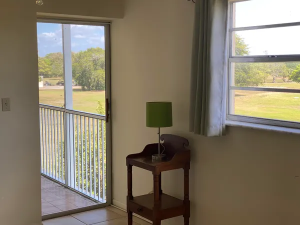 a view of a room with a window