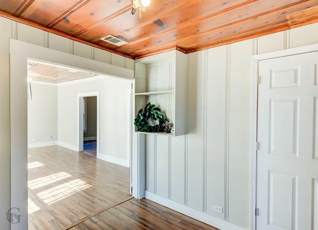 a view of a wooden door