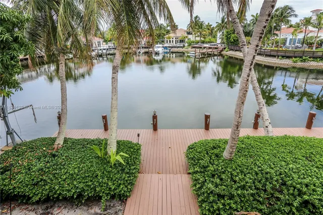 a view of a lake with a city