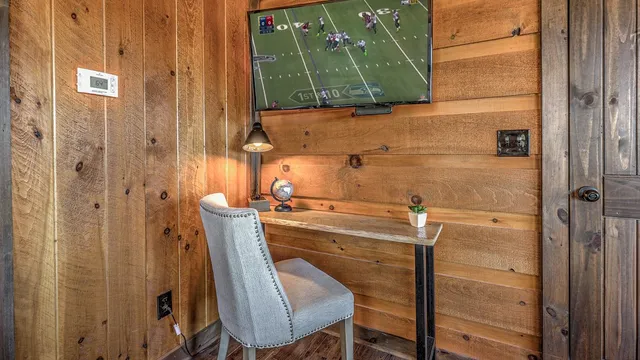 a view of a lake with mountains in the background