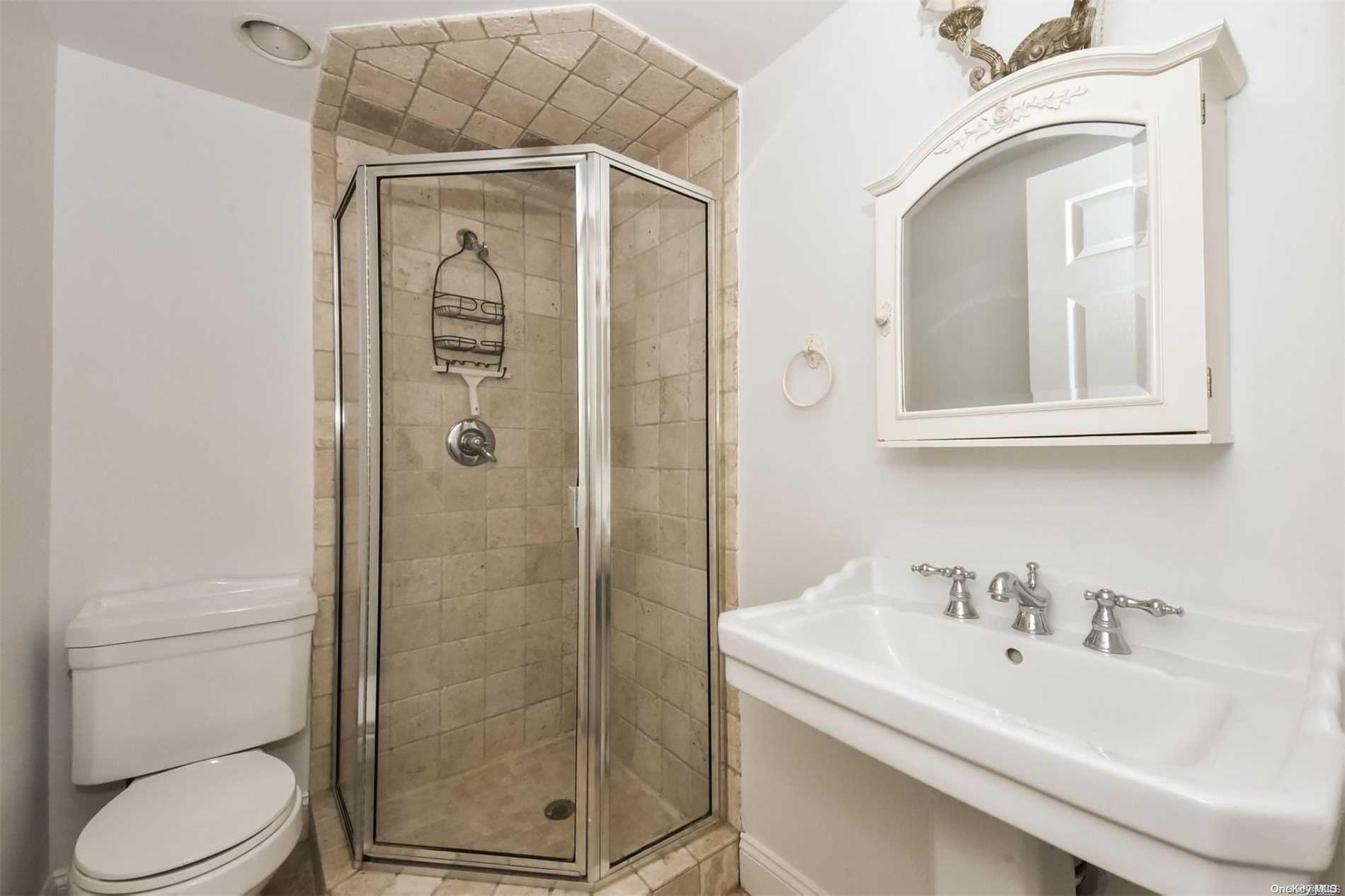 1 Parish Drive Locust Valley, NY 11560 - Photo 14 of 19 a bathroom with a sink a toilet and shower