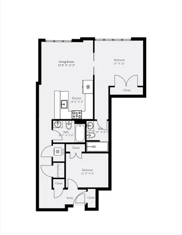 a picture of a bench in a white building