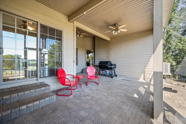 a building outdoor space with seating space