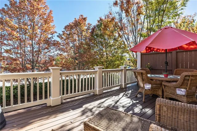 a view of a patio on the deck