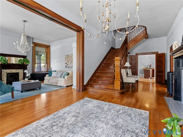 a view of livingroom with furniture and staircase