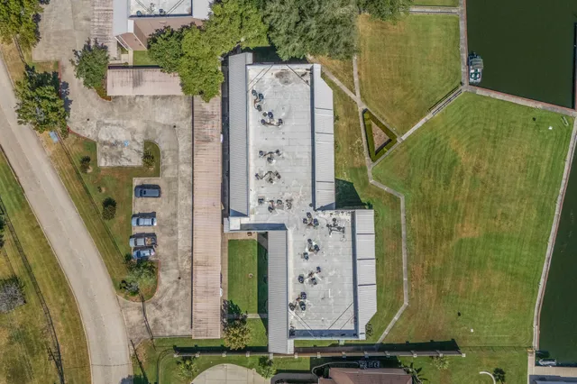 an aerial view of a house