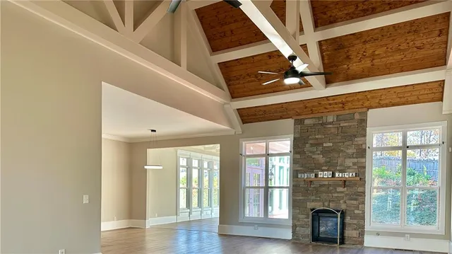 a view of an entryway with a fireplace