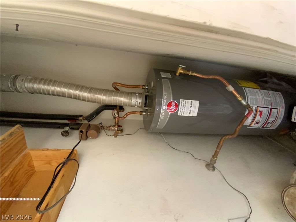 7400 West Flamingo Road, Unit 1039 Las Vegas, NV 89147 - Photo 37 of 40 Essential water heater unit ensures consistent warmth and functionality throughout the property.