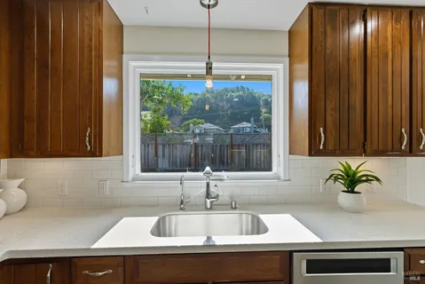 a sink with a window