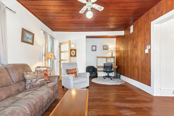 a living room with furniture