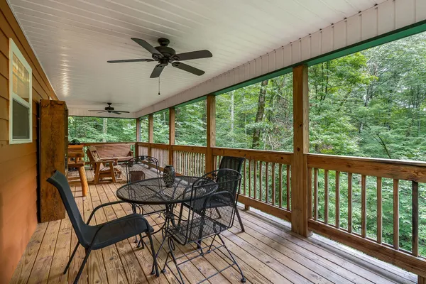 a balcony view with furniture