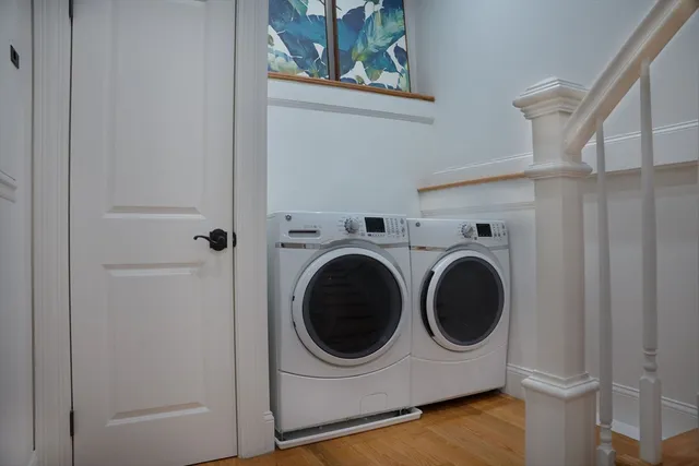 a utility room with dryer and washer