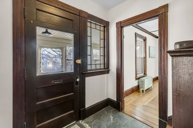 a view of a hallway with a elevator