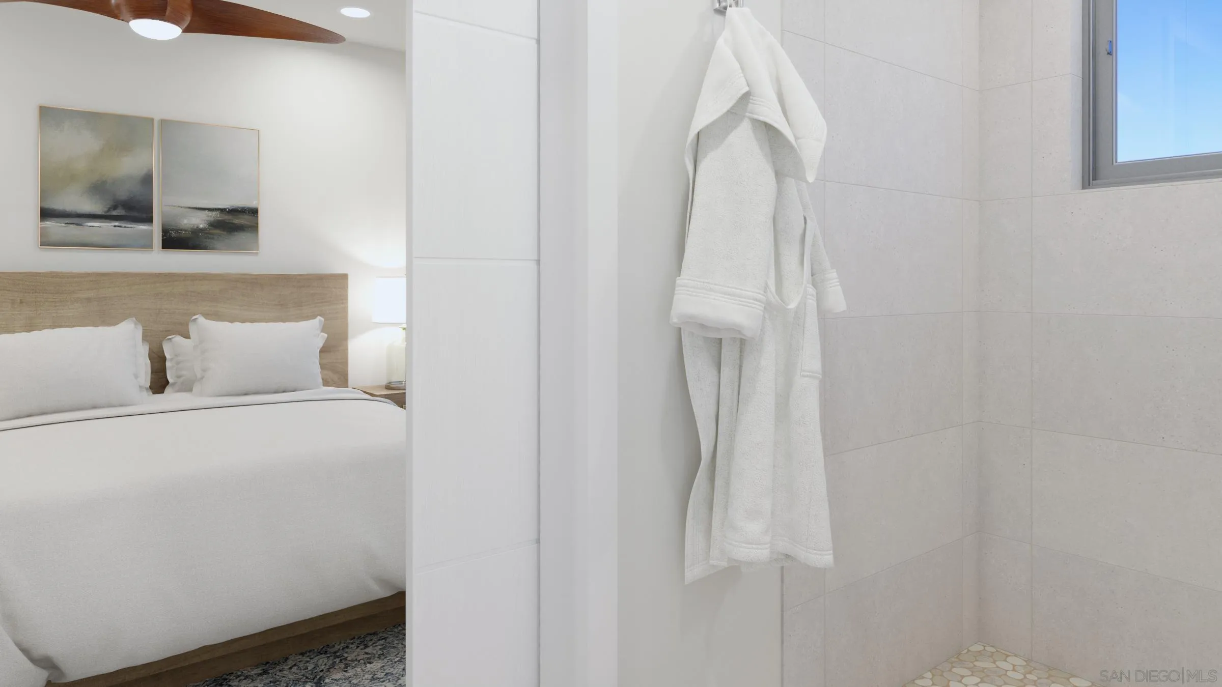 2501 State Street, Unit 202 Carlsbad, CA 92008 - Photo 11 of 15 a bedroom with a bed and a mirror