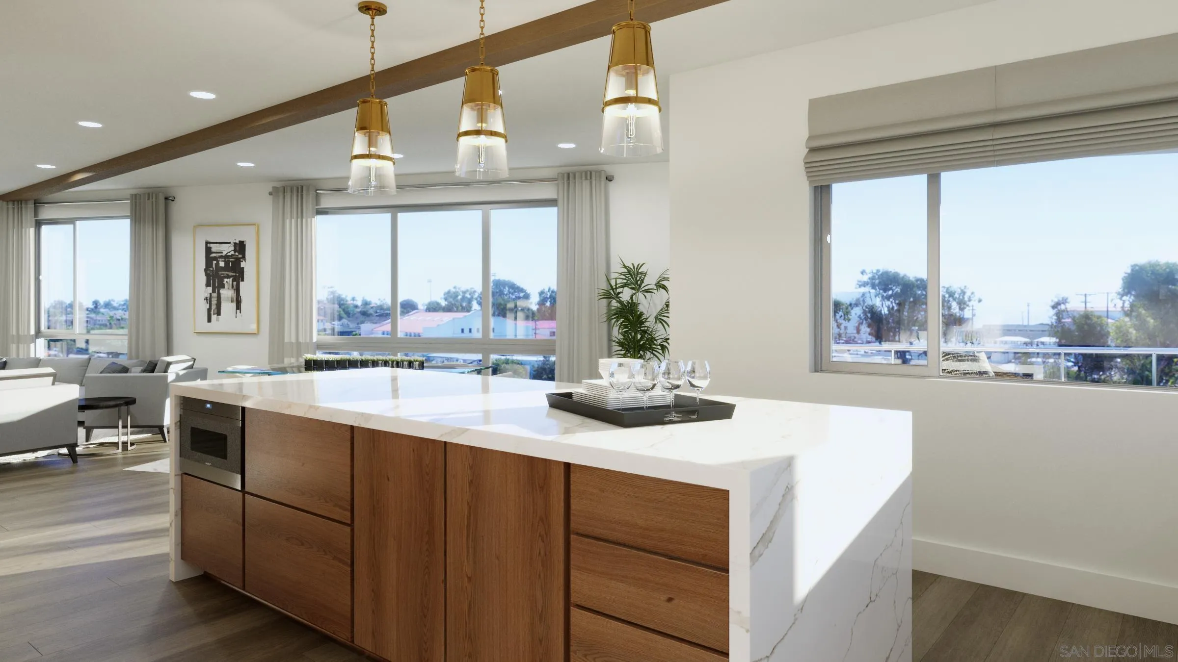 2501 State Street, Unit 202 Carlsbad, CA 92008 - Photo 5 of 15 a dining hall with stainless steel appliances granite countertop a sink and wooden floor
