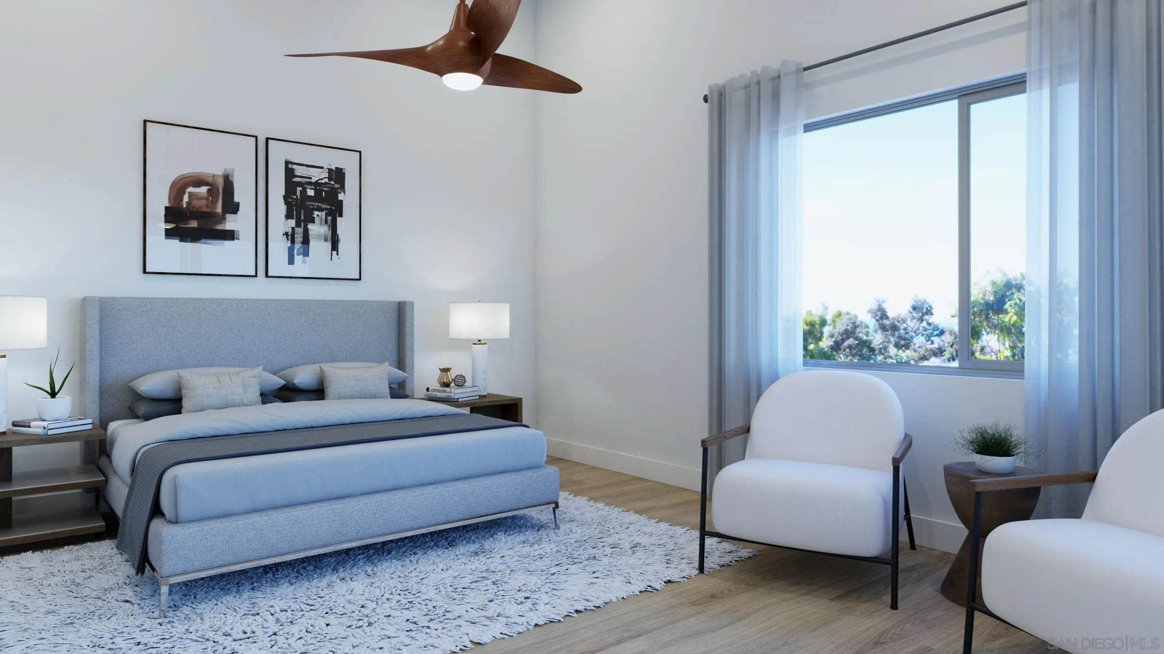 2501 State Street, Unit 202 Carlsbad, CA 92008 - Photo 6 of 15 a bedroom with a bed a couch and a window