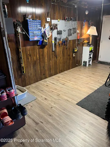 a bathroom with a shower and a toilet