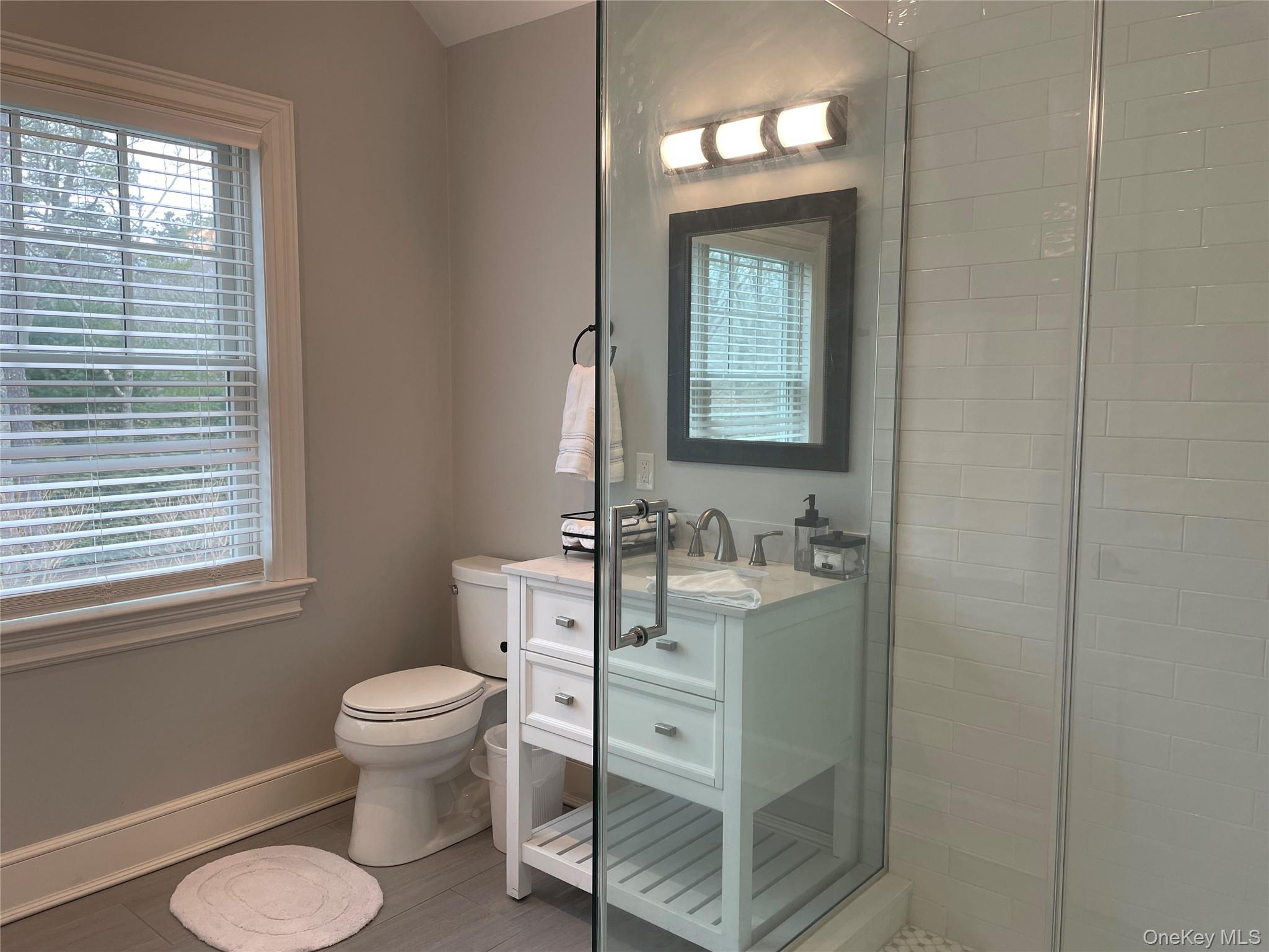 99 Spinney Road East Quogue, NY 11942 - Photo 31 of 40 a bathroom with a toilet sink and mirror