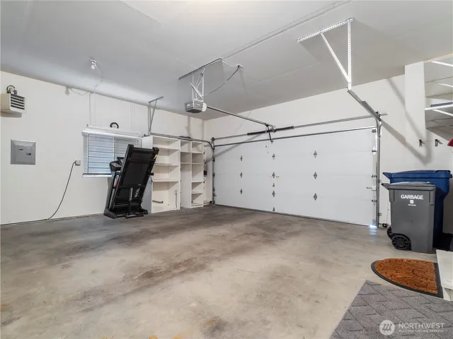a view of a garage with furniture