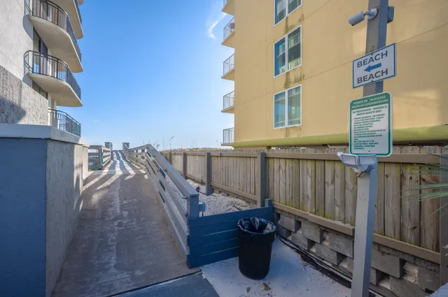 a view of buildings from the balcony