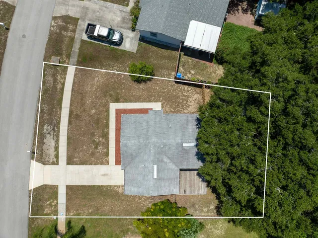 an aerial view of a house