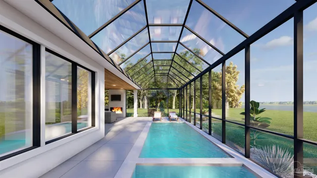 a view of living room with a floor to ceiling window and wooden floor