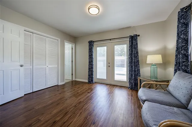 a view of livingroom with furniture and wooden floor