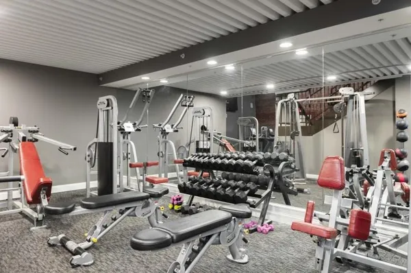 a room with gym equipment