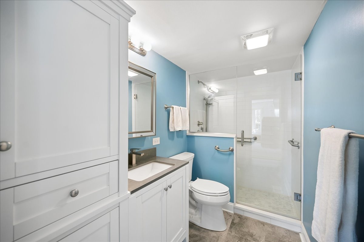 715 Ridge Road, Unit 1BN Wilmette, IL 60091 - Photo 15 of 15 a bathroom with a toilet a sink and shower