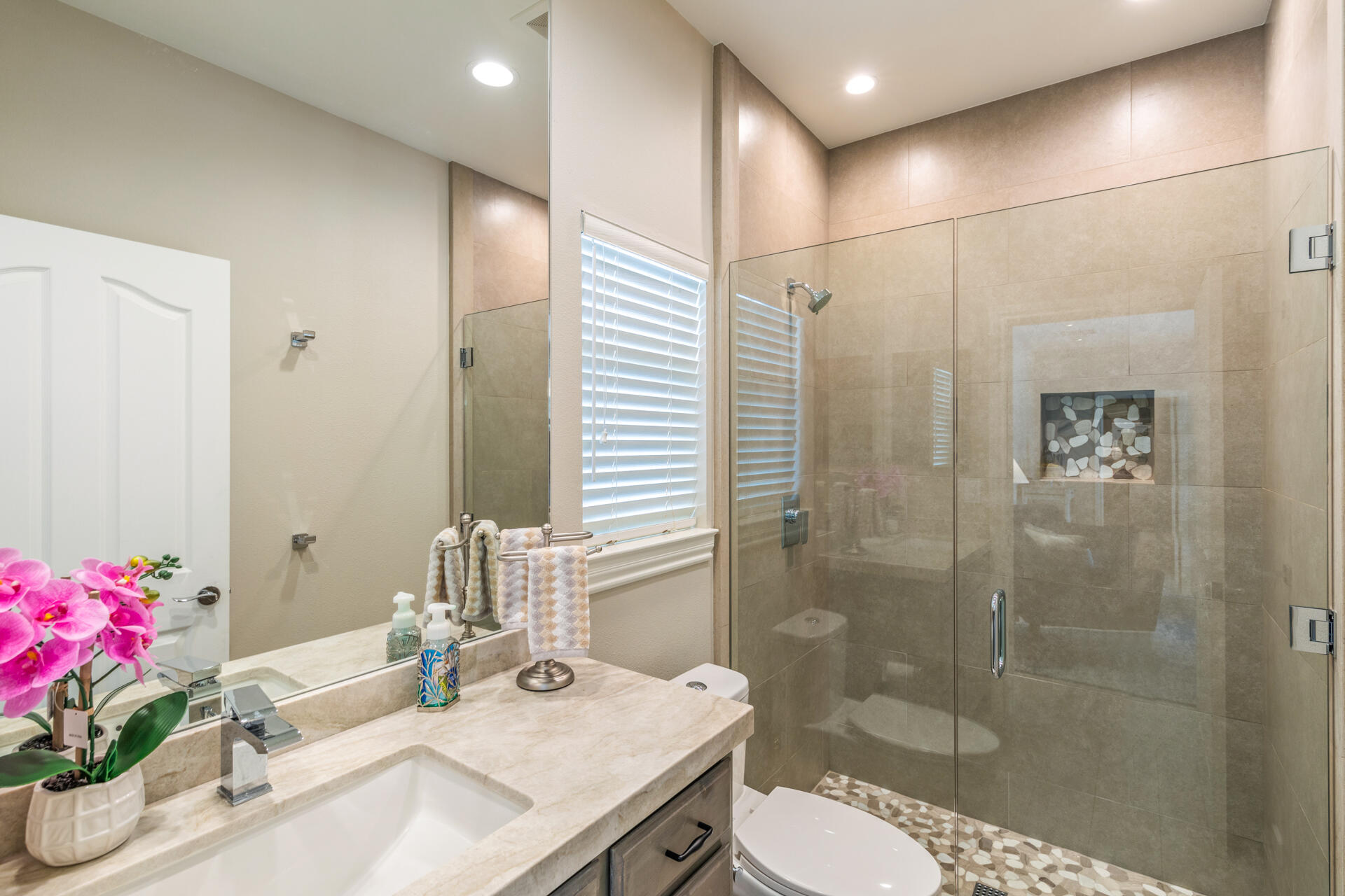 34777 Via Josefina Rancho Mirage, CA 92270 - Photo 37 of 47 a bathroom with a sink toilet and shower