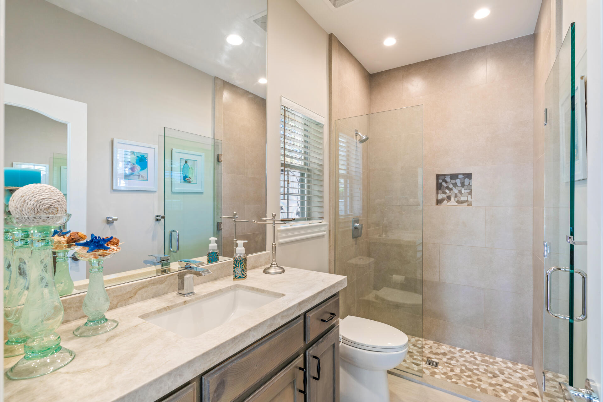 34777 Via Josefina Rancho Mirage, CA 92270 - Photo 42 of 47 a bathroom with a sink a toilet a shower and a mirror