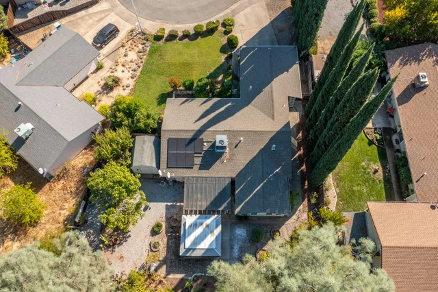 an aerial view of a house