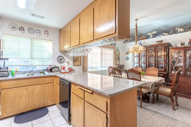 a kitchen with lots of counter top space
